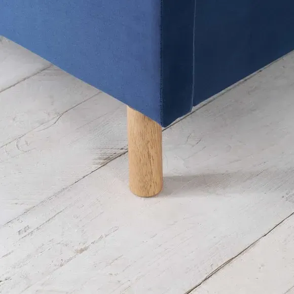 Upholstered Bed Frame with Buttons - Blue, Velvet