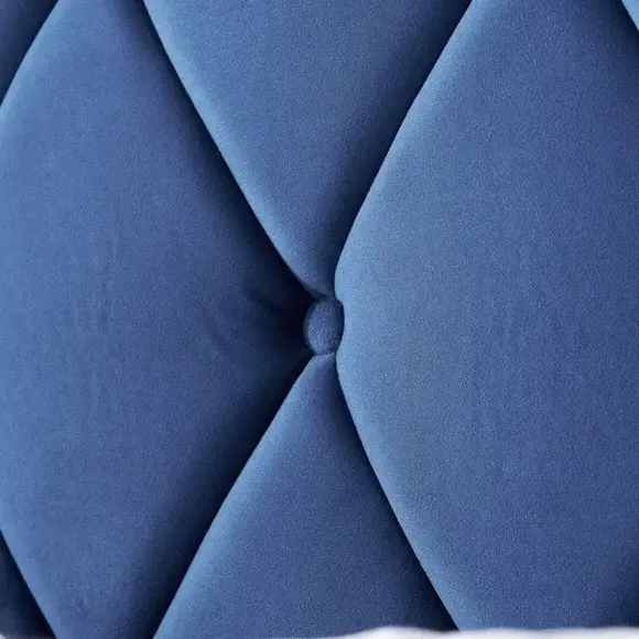 Upholstered Bed Frame with Buttons - Blue, Velvet