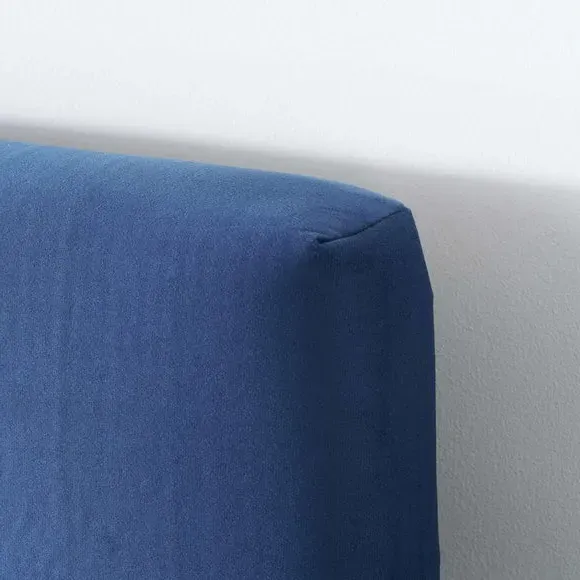 Upholstered Bed Frame with Buttons - Blue, Velvet