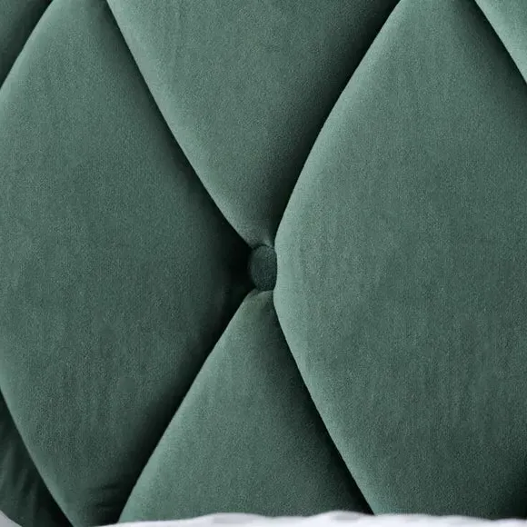 Upholstered Bed Frame with Buttons - Green, Velvet