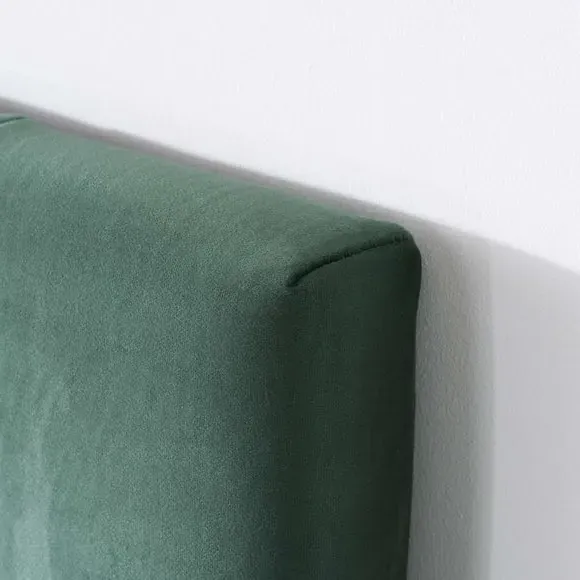 Upholstered Bed Frame with Buttons - Green, Velvet