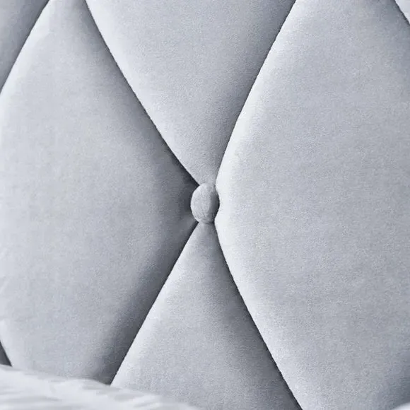 Upholstered Bed Frame with Buttons - Grey, Velvet