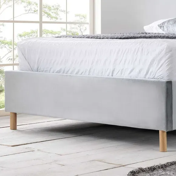 Upholstered Bed Frame with Buttons - Grey, Velvet