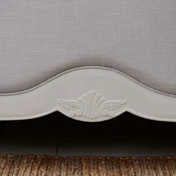 Upholstered Bed Frame with Carved Details - Grey