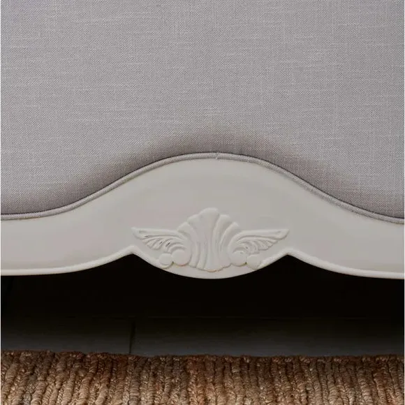 Upholstered Bed Frame with Carved Details - Grey