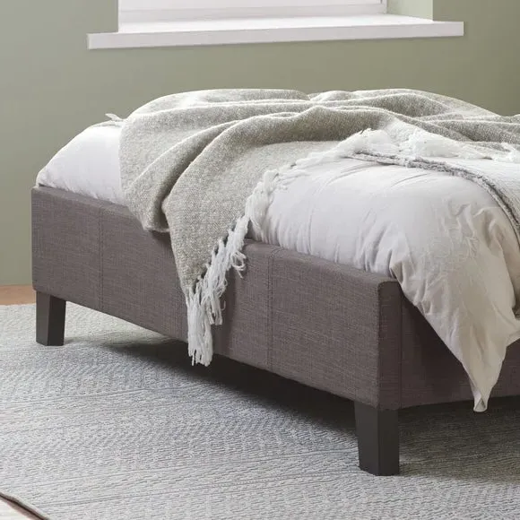 Upholstered Bed Frame with Headboard - Grey, Fabric