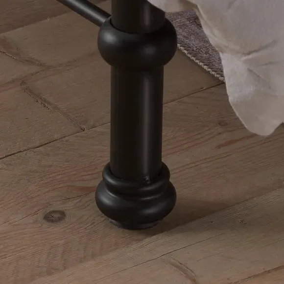 Victorian Bed Frame with Brass Finials - Black