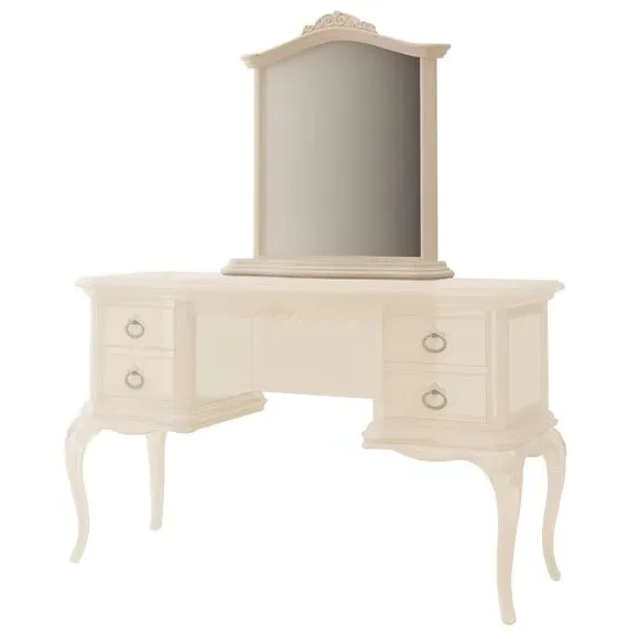 Wall Mirror with Carved Details - Cream, Wood
