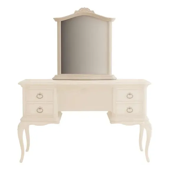 Wall Mirror with Carved Details - Cream, Wood