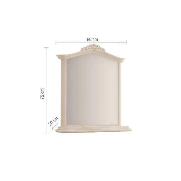 Wall Mirror with Carved Details - Cream, Wood