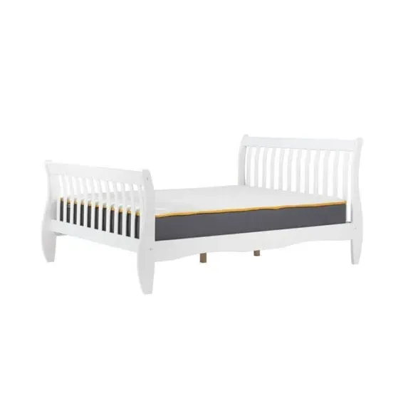 Wooden Bed Frame with Sprung Slats - White, Pine