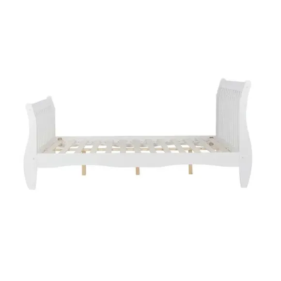 Wooden Bed Frame with Sprung Slats - White, Pine