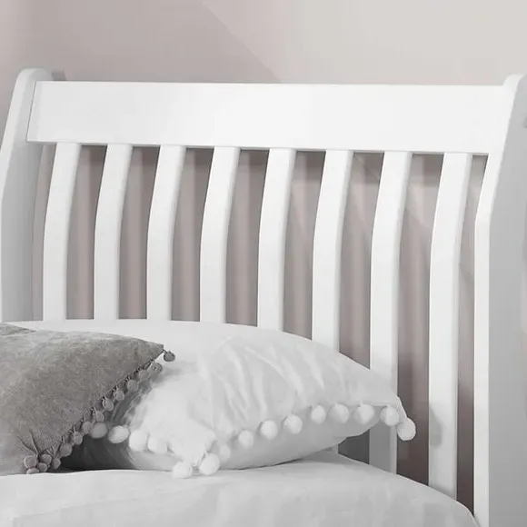Wooden Bed Frame with Sprung Slats - White, Pine