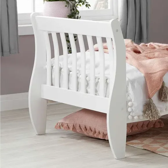 Wooden Bed Frame with Sprung Slats - White, Pine