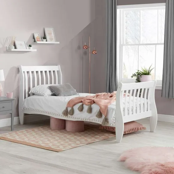 Wooden Bed Frame with Sprung Slats - White, Pine image