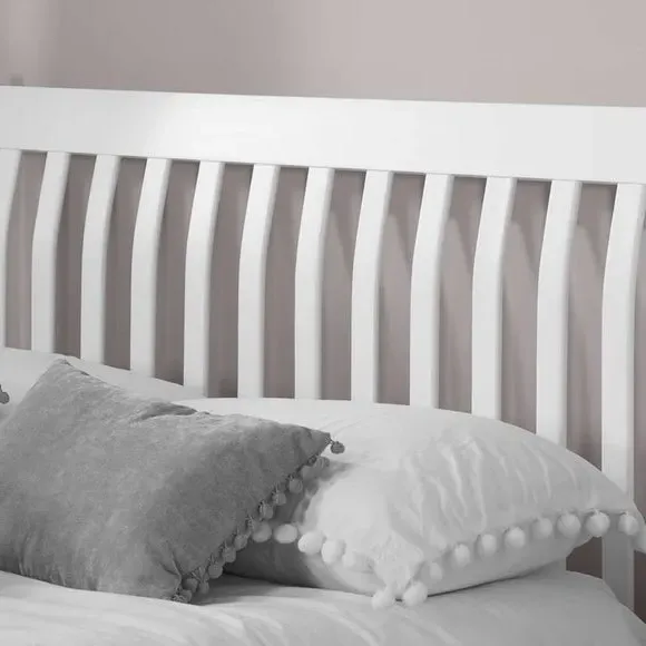 Wooden Bed Frame with Sprung Slats - White, Pine