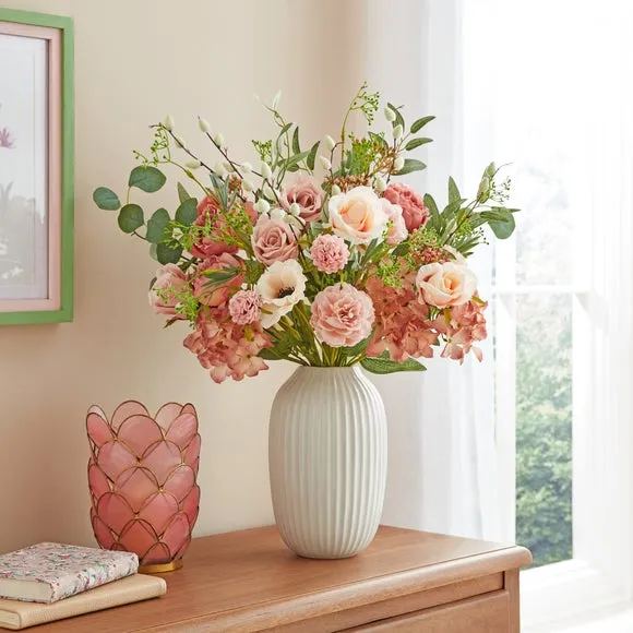 Artificial Floral Bouquet in Vase - Pink, Ceramic image