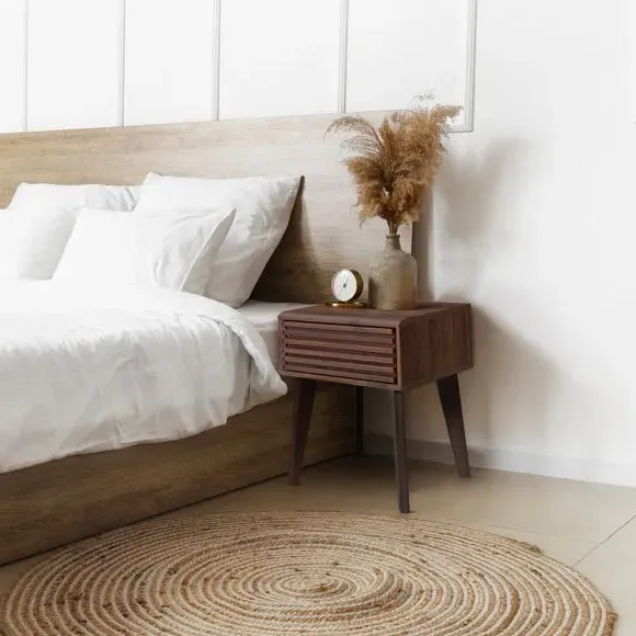 Side Table with Sliding Drawer - Walnut image