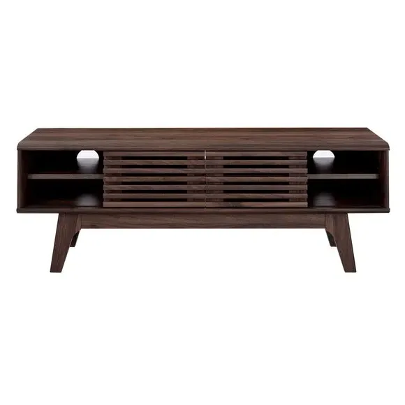 TV Unit with Sliding Doors - Walnut Effect