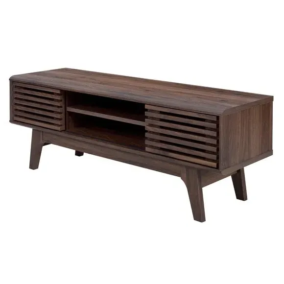 TV Unit with Sliding Doors - Walnut Effect