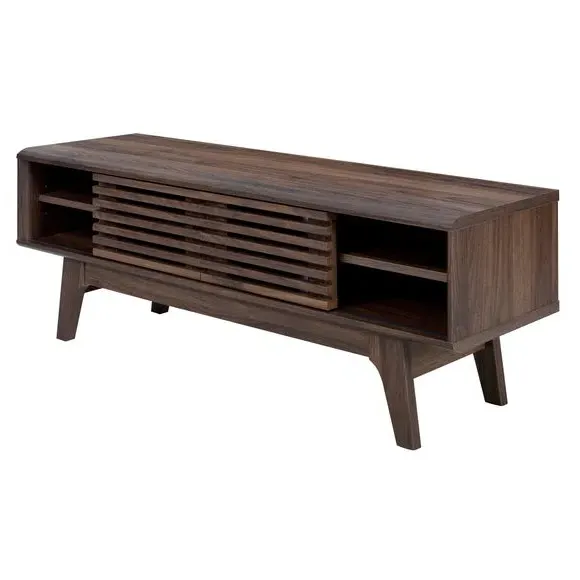 TV Unit with Sliding Doors - Walnut Effect