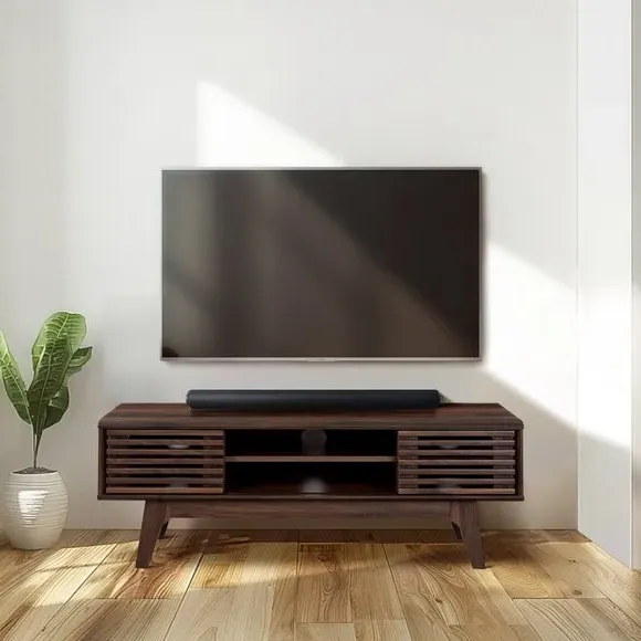 TV Unit with Sliding Doors - Walnut Effect image