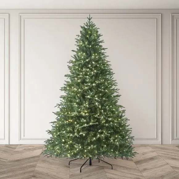 7.5ft Pre-Lit Christmas Tree - Green, Artificial