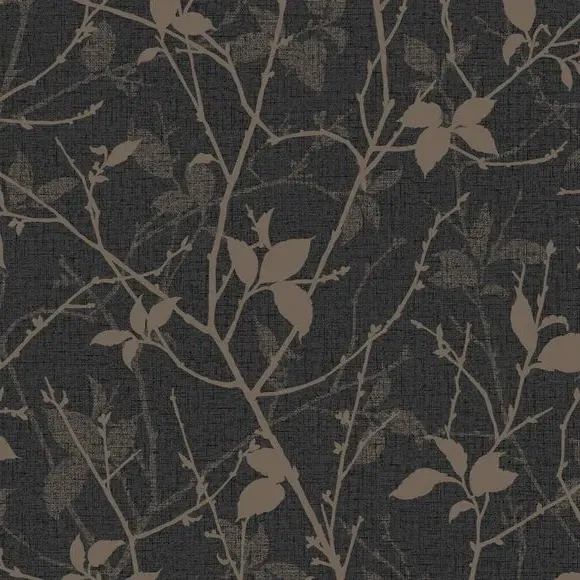 Floral Wallpaper with Paste Application - Charcoal