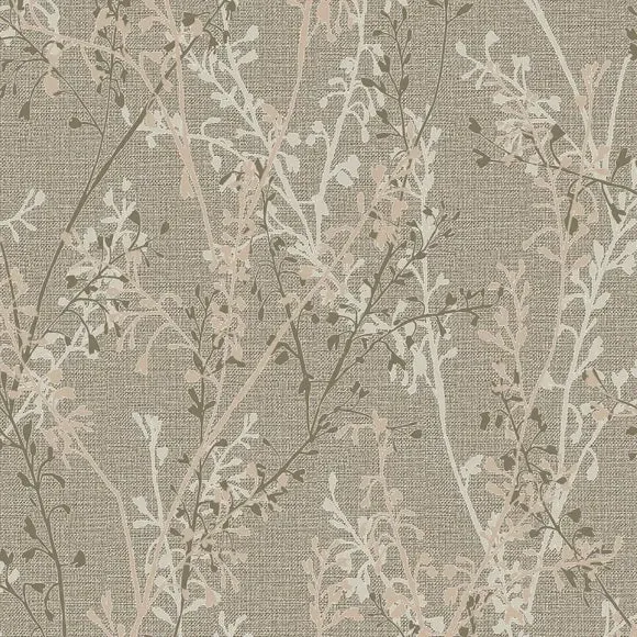 Floral Wallpaper with Paste Application - Natural