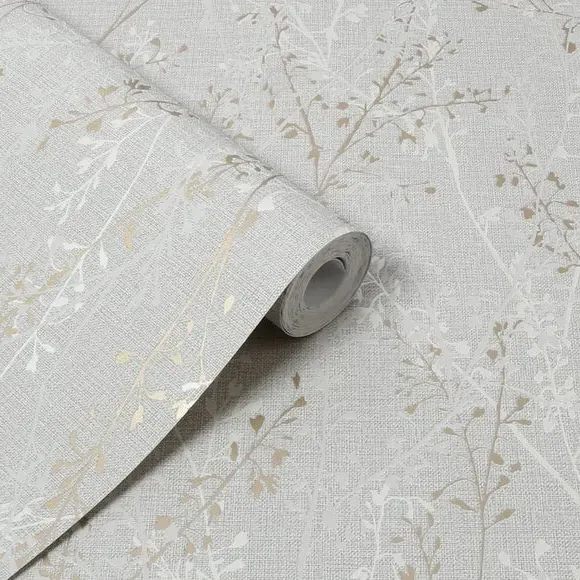 Floral Wallpaper with Paste Application - Pearl