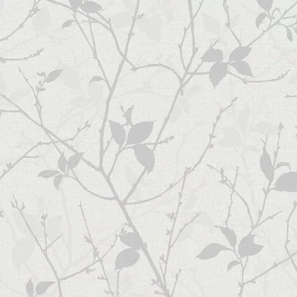 Floral Wallpaper with Paste Application - White