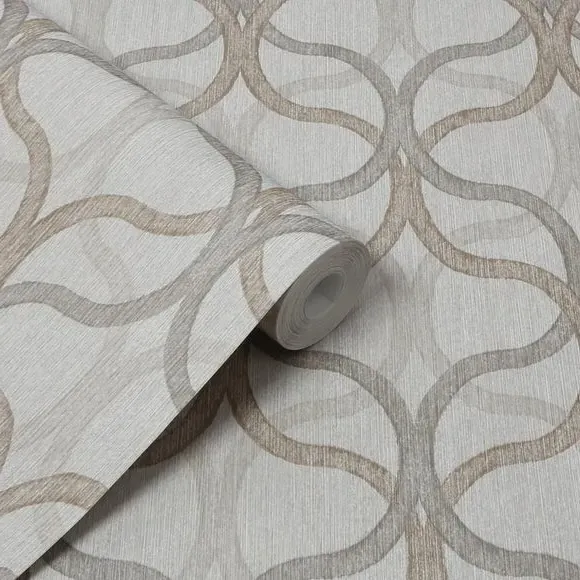 Geometric Wallpaper with Leaf Design - Natural