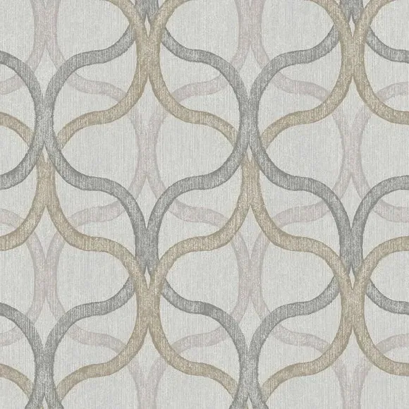 Geometric Wallpaper with Leaf Design - Natural