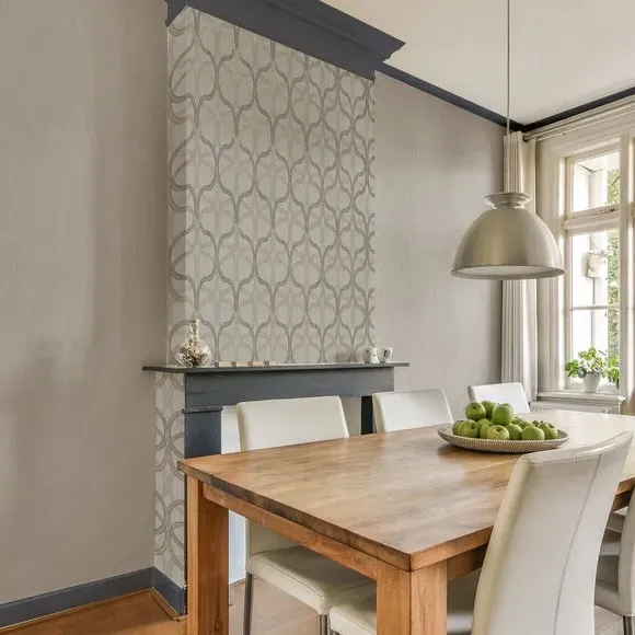 Geometric Wallpaper with Leaf Design - Natural