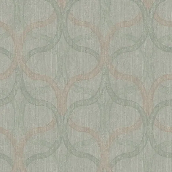 Geometric Wallpaper with Leaf Design - Sage