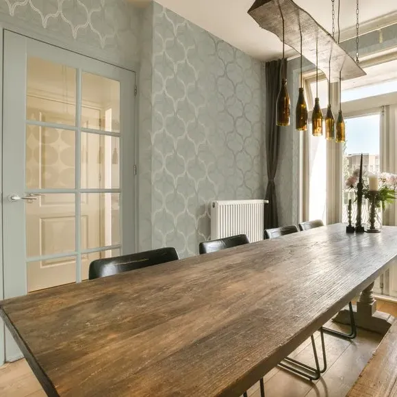 Geometric Wallpaper with Leaf Design - Sage