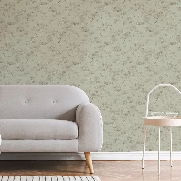Serene Seedhead Wallpaper - Sage