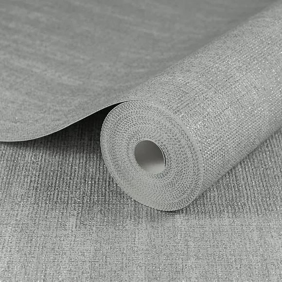 Textured Wallpaper - Silver, Chenille