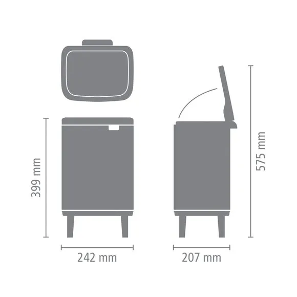 7L Waste Bin with Legs - Matt Steel