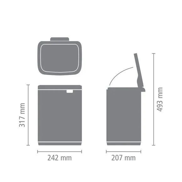 7L Waste Bin with Wall Mount - Matt Black
