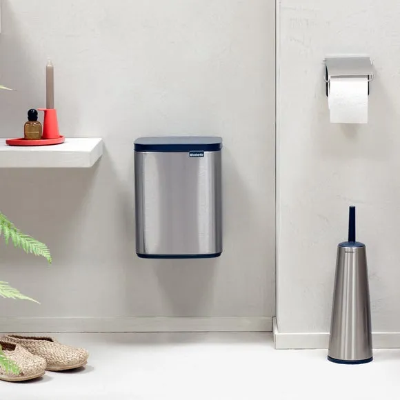 7L Waste Bin with Wall Mount - Matt Steel
