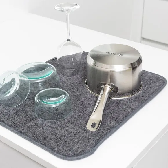 Dish Drying Mat with Non-Slip Base - Dark Grey image