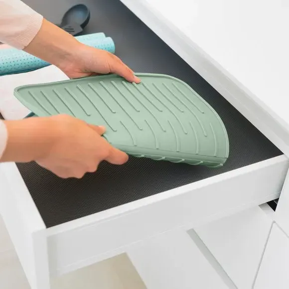 Dish Drying Mat with Ribs - Green, Silicone