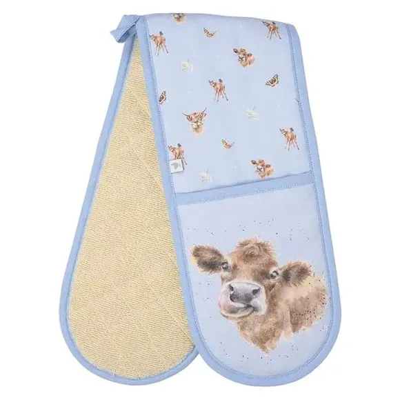Double Oven Glove with Cow Design - Cotton