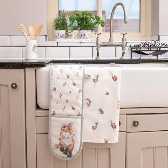 Double Oven Glove with Fox Design - Multicolor