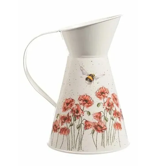 Flower Jug with Bee Design - Multicolor, Steel image