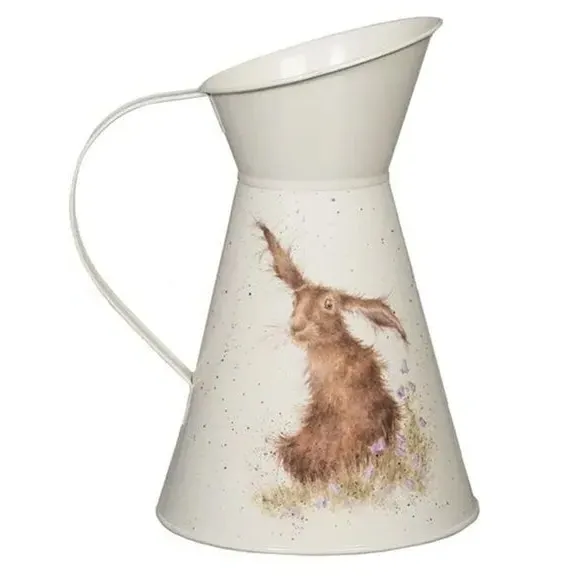 Flower Jug with Hare Design - Multicolor, Steel image