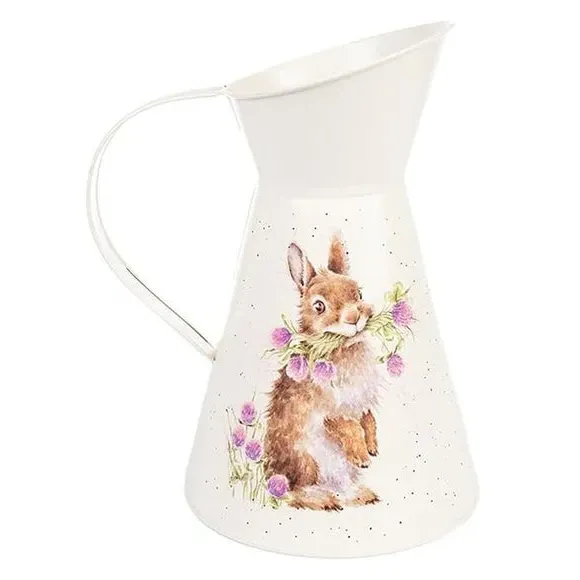 Flower Jug with Rabbit Design - Multicolor, Steel