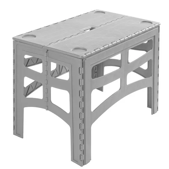Large Foldable Dining Table - Silver, Plastic