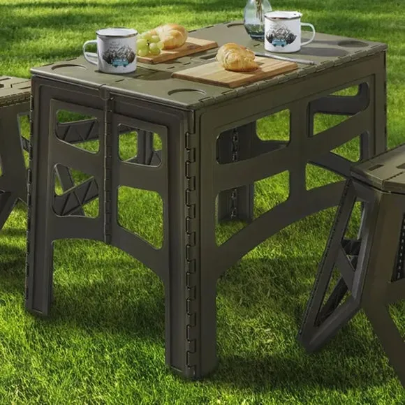 Medium Foldable Dining Table - Olive, Plastic